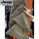 JEEP SPIRIT吉普卫裤大码秋冬刺绣哈伦加绒裤男女情侣宽松显瘦束脚加肥加大运 藏青色 3XL 150-170斤
