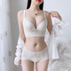 Modal adjustable underwear for women with small breasts, push-up bra to hold secondary breasts, support to prevent sagging, five-breasted bra, off-white bra + underwear 70A, thin at the top and thick at the bottom 2.5cm