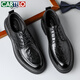 Cartelo Britisch-handgekämpfte Lederschuhe für Männer Geschäfte weiche Cowhide Herrenschuhe Formale Schuhe Herrenlederschuhe 9758 Schwarz 39