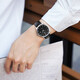 TIAN WANG Watch Men's Fashion Quartz Watch Couple Watch Women's Belt National Watch Waterproof Watch Valentine's Day Gift 3886 Black Disk Black Belt Men's Watch + Tempered Film