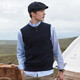 HAZZYS Men's Autumn Men's Sweater Versatile Vest Bottoming Wool Vest Men ABYZD0ACX48 Navy Blue NV M (170/92A 46)