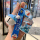 Doraemon keychain pendant liquid quicksand school bag hanging ornament for girlfriend best friend children creative heart-hearted practical quicksand Dingdang cat-bottle + blue and white bell