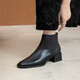 
Asacho autumn and winter cowhide single boots for women in women's temperament, slim mid-heel short boots for women ankle boots fashionable women's boots side zipper nude boots black (half-size) 40