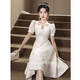 Seidler Evening Dress Light Luxury Niche High-end Engagement White Daily Wear Stunning Princess Dress Adult Ceremony Girl Host Off-White M (Recommended 96-105 Jin [Jin equals 0.5 kg])