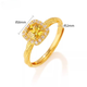 Shixi 999 gold ring female small sugar cube yellow diamond ring for girlfriend imitation gold engagement wedding three gold jewelry