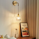 Wall lamp with switch American Nordic retro bedroom bedside lamp Japanese background wall with pull cord switch B&B wabi charging model + pull cord + D model