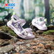 Xtep Children's Shoes Children's Sports Sandals for Middle-aged and Older Girls Summer New Open-Toe Sandals Camouflage Contrast Sandals Beach Shoes Lilac/Sail White 35