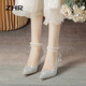 
ZHR high heels female elegant pointed toe thin heels women's shoes high-end pearl strap crystal single shoes women Y765 silver 37
