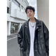 简方位皮衣外套男秋冬季美式复古痞帅炸街感宽松休闲机车服pu皮夹克 wjs-w9274黑色 L