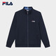 
FILA official men's knitted casual zipper jacket top autumn and winter stand collar business men's commuting jacket Legendary blue-NV XL 180/100A