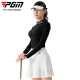 
PGM golf clothing for women, long-sleeved T-shirt, ribbed collar, stretch fabric, grinding and warm, slimming figure YF698-Black [top] L
