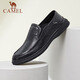 Camel (CAMEL) men's shoes autumn and winter genuine cowhide shoes breathable business casual shoes high-end slip-on middle-aged dad leather shoes G13S155102 black 43