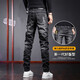
AEMAPE jeans men's spring and summer slim elastic small feet casual long pants men's clothing 2025 black new trendy brand TJ_6636 black 31