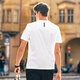 Mr. Bu Bu simple pocket design pure cotton T-shirt 2025 spring and summer new English printed short-sleeved white TGT15262 Haoyue White S (165)