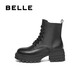 百丽（Belle）厚底增高马丁靴女商场款真皮户外短靴3N140DD4预售 黑色-单里 34 (220mm)