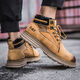 卡特cat男鞋中高帮马丁靴防滑耐磨户外登山鞋真皮复古英伦风工装靴 黄棕色 41