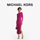 MICHAEL KORS迈克高仕 MK 女士开叉长款连衣裙 含链条腰带 洋红色 684 XS