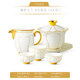 Mrs. Yongfengyuan (auratic) porcelain flourishing magnolia 9-head/12-head/16-head ceramic tea set, white simple embossed tea gift box, 9-head bowl set, 4 persons