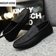 
WASSUP UOSNE 2024 new autumn men's shoes, beans shoes, men's trendy British business casual leather shoes, Korean fashion lazy shoes, YL-D838 black + odorproof insole 40