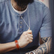 Maden Workwear American Retro Og Strick Denim Henry Shirt Ami Kaji alter harter Kerl kurzärmeligte T-Shirt Herren Sommer Indigo (gewaschen blau) m