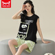 Cat Man Miiow 2024 Nuevo pijamas para mujeres en verano Cottos sin mangas de algodón pantalones cortos de dibujos animados de dibujos animados ropa para el hogar -719 L