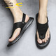 Sandalias de hombres dinámicas de camello alemanes para el verano Nuevos zapatos de playa informales Sandalias sin deslizamiento Sandalias de doble propósito Flip Flip Flopslip 3880 Negro (tamaño de zapato deportivo) 38