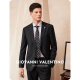 卓凡尼·华伦天奴（GIOVANNI VALENTINO）纯羊毛挺括休闲西服男款轻商务春季西装外套男士双开叉 黑色 M