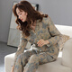 Dilefen Pyjamas für Frauen reine Baumwolle Langarm Frühling und Herbst Casual Cardigan Home Kleidung Voller Winter Dünne Plus-Größe Frauenanzug XEQ-9215 Damen-L-Größe empfohlen, Gewicht 105-120jin zu tragen [Jin gleich 0,5 kg]
