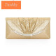 Tushky brand dinner gold clutch bag, feminine 2024 new diamond-encrusted leather large handbag, lady dress clutch bag, elegant golden color