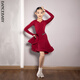 
DANCEBABYDancebaby Latin Dance Clothing 2024 new competition server high-end children's competition regulations grading server DAS698 burgundy 140