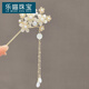 LEMIAO hairpin antique style rocking style imitation chalcedony flower updo cheongsam pearl tassel new Chinese style new style hairpin for women blue B04-302