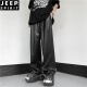 Jeep Spirit Black Super Soft Lederhose Herren Amerikaner hübsches High-End-Motorradanzug Hosen PU Leder gerade Wide Big Hosen übergroße schwarze xl