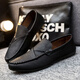 Mac Jabags men's shoes spring new beanie shoes men's soft leather soft sole casual leather shoes Korean style trendy lazy shoes D826 black 39