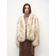 Fu Zhien Gone with the Wind sagafurs fox fur coat for women hand-sprayed smudged V-neck fur coat apricot brown S