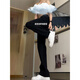 
7 high-quality black American high street scimitar straight-leg men's plush jeans men's winter micro-flare casual pants men's pants men DFFS-701 black 2XL [recommended 140Jin [Jin equals 0.5 kg]-155Jin [Jin equals 0.5 kg]]