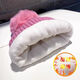 Runhua new hat for children new winter woolen hat warm and velvet thickened white knitted women's fashion versatile ear protection off-white happy