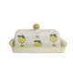 HYWLKJ Korean pastoral style creative ceramic butter box tableware with lid butter plate snack dish butter dish cheese box storage yellow lemon butter box