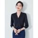 La Chapelle suit with V-neck shirt for women summer professional interview suit formal three-quarter sleeve white shirt white shirt single piece S-90Jin [Jin equals 0.5 kg]