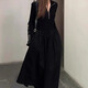 Miao Yijia Dress Women's Autumn Women's Skirt Knitted New High-end Long Skirt with Coat French Waist Slimming Black Zipper Long Sleeve A-Line Hepburn Style Dress XL Recommended 105-120 Jin Jin is equal to 0.5 kg