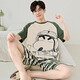 Commander Bear pajamas men's summer short-sleeved thin style plus fat plus size cartoon teenager student big boy suit short-wb1349 orange sleeve M small size (suggested height 155C weight 7