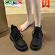 Cartelo Big Yellow Boots Boots épaisses Sole Martin pour femmes 2025 Printemps et automne Nouvelle petite hauteur enracinant en dentelle rétro de style britannique Boots courts jaunes 36