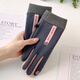 Gloves for women in autumn and winter sports warm plus velvet thickened gloves waterproof riding windproof and coldproof driving anti-slip touch screen women's German velvet waterproof vertical mark fingertip opening gray one size