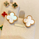 Fat Donglai's same style four-leaf clover earrings 18k gold out of the cabinet silver gold-plated lucky earrings earrings for women outlets 96 four-leaf clover earrings (white mother-of-pearl)