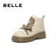 百丽（Belle）马丁靴女商场同款爱心鞋带短靴A2S1DDD3 米色-单里（双鞋带） 38 (240mm)