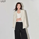 LILY Spring New Style Women's Temperament Professional Commuting Retro Solid Color One Button Casual Suit Jacket Women 606 Light Rice XL