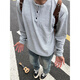 Футболка с длинным рукавом Yalu Black American Genry Neck Mens Awumn и Winter Waffle Pluse Plus Fleos Collesed Base Rube 1381 Black [Высокое качество 23] Флис XL 125-140JIN [Джин равняется 0,5 кг]
