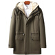 
NLMN mid-length parka overcoming men's winter [Fur integrated] Coyote fur inner liner coat leather fur coat men's military green wolf fur inner liner cashmere sleeves 2XL (135Jin[Jin equals 0.5 kg]-150Jin[Jin equals 0.5 kg])
