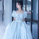 Li Baixin Blue Evening Dress Vocal Art Test Bel Canto Solo Performance Runaway Princess Style Adult Ceremony Dress Skirt Female Host Blue M