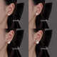 Lnieer Korean fever same style Shijia pearl earrings for women 999 pure silver celebrities Australian white ear piercing new earrings earrings Shijia pearl earrings 14mm 999 pure silver