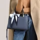 That blue cowhide bag women's bag versatile mother bag middle-aged fashion light luxury handbag large-capacity messenger bag casual commuting shoulder bag brand high-end birthday gift for girlfriend wife